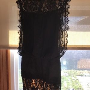 Jessica Mc Clintock black and nude mini dress